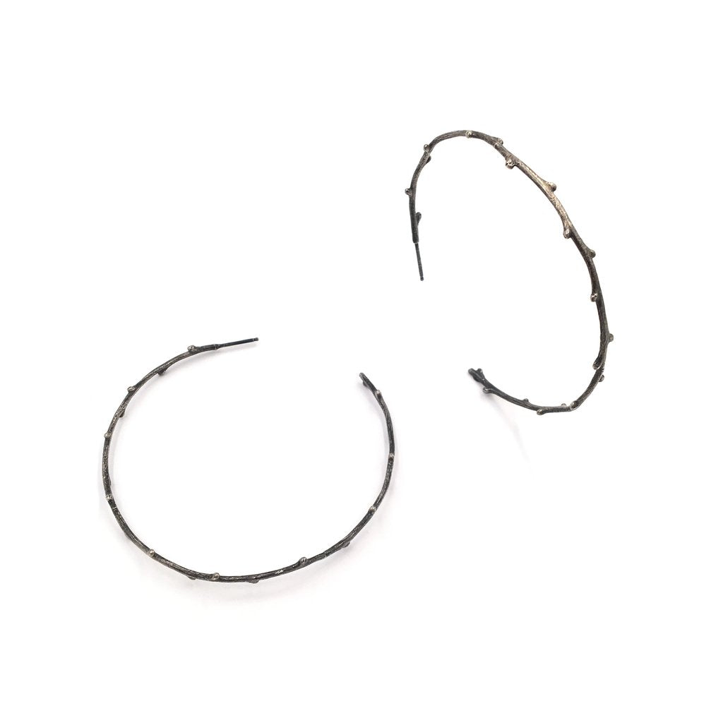 Large Blackened Twig Hoops
