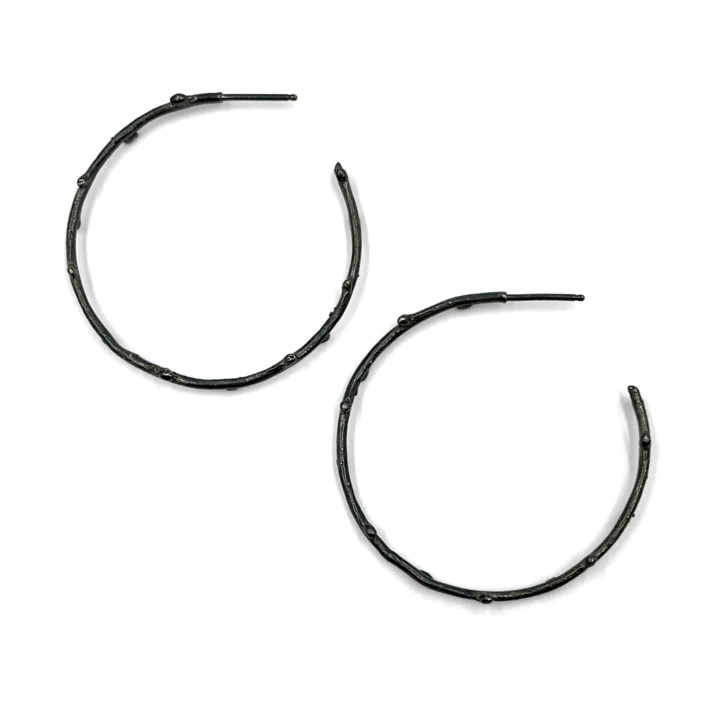 Medium Blackened Silver Twig Hoops