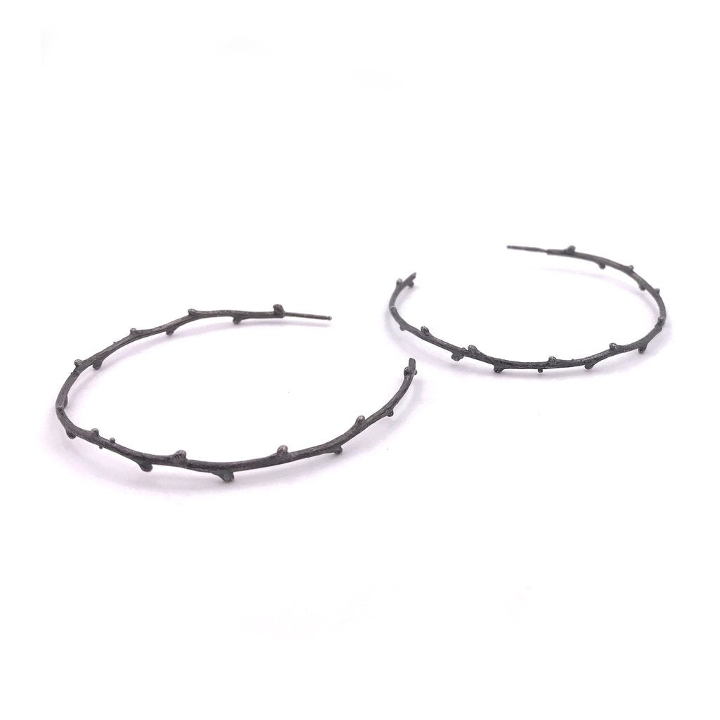 Large Blackened Twig Hoops