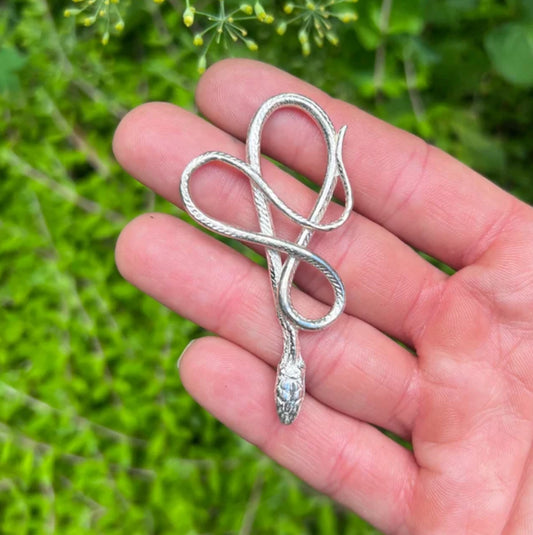 Bright Silver Serpentine Brooch