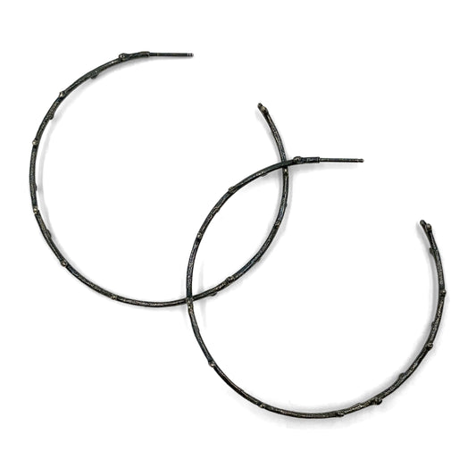 Large Blackened Twig Hoops