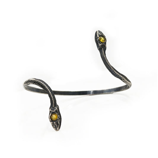 Blackened Silver Topaz Serpentine Cuff