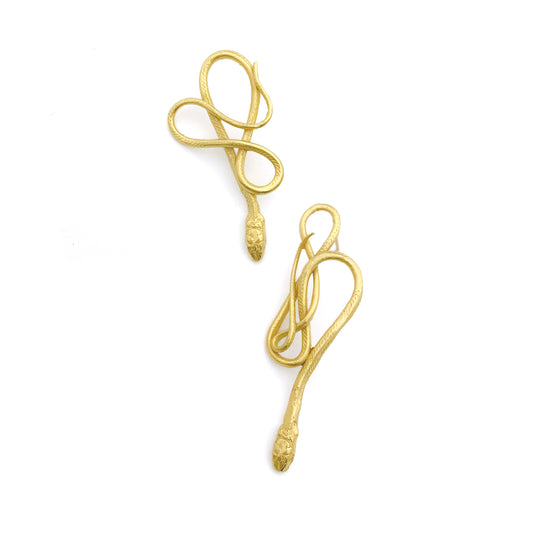 Large Gold Serpentine Earrings