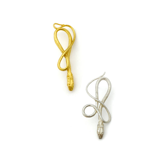 Medium Silver and Gold Serpentine Earrings